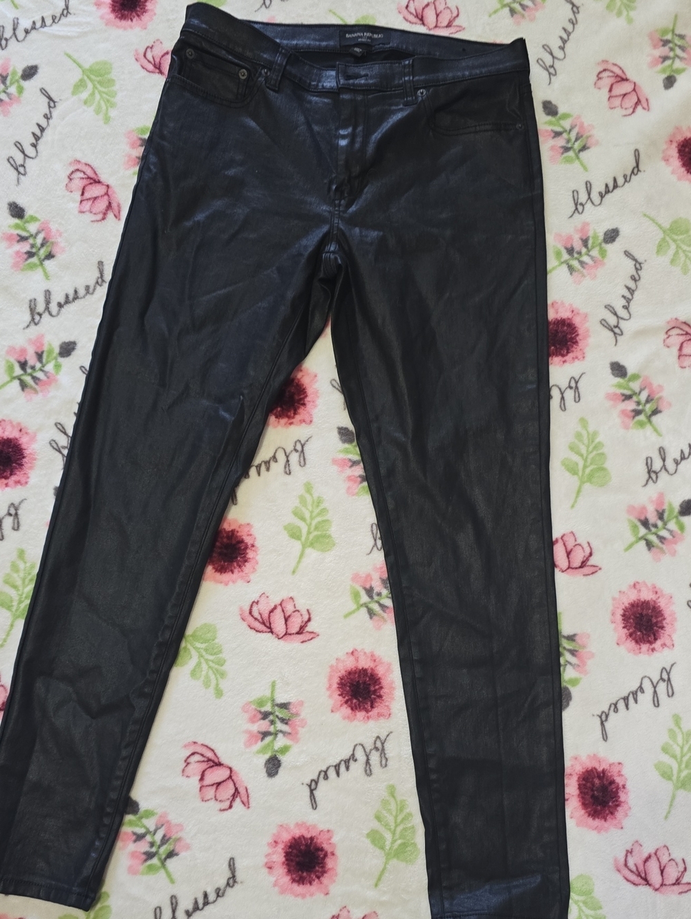 Banana Republic Black Faux-Leather Skinny Pants